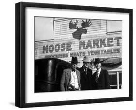 Lawman Frank Branik, Realtor Walt Wilson and Publisher Jerry Reinerston, Moose Market Grocery Store-Margaret Bourke-White-Framed Photographic Print