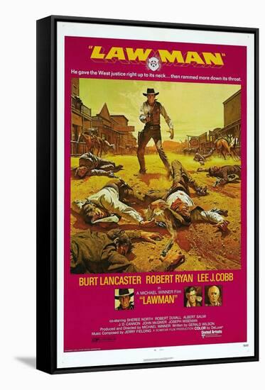 LAWMAN, US poster, Burt Lancaster, bottom from left: Burt Lancaster, Robert Ryan, Lee J. Cobb, 1971-null-Framed Stretched Canvas