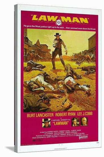LAWMAN, US poster, Burt Lancaster, bottom from left: Burt Lancaster, Robert Ryan, Lee J. Cobb, 1971-null-Stretched Canvas