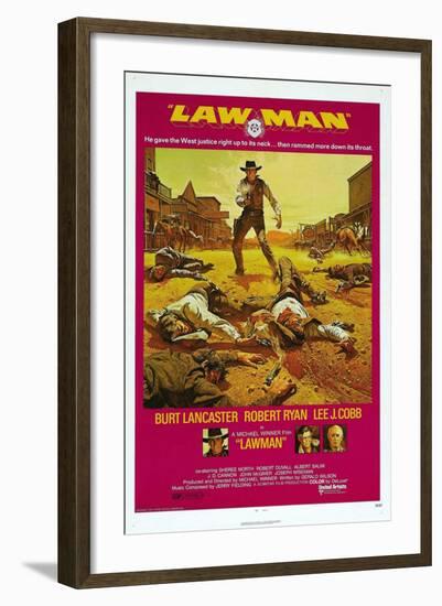 LAWMAN, US poster, Burt Lancaster, bottom from left: Burt Lancaster, Robert Ryan, Lee J. Cobb, 1971-null-Framed Art Print