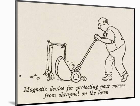 Lawn Mower Protector-William Heath Robinson-Mounted Art Print