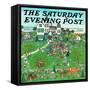 "Lawn Party," Saturday Evening Post Cover, August 1, 1974-J. Sickbert-Framed Stretched Canvas