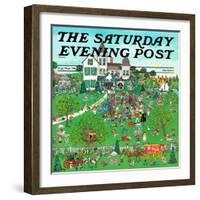 "Lawn Party," Saturday Evening Post Cover, August 1, 1974-J. Sickbert-Framed Premium Giclee Print