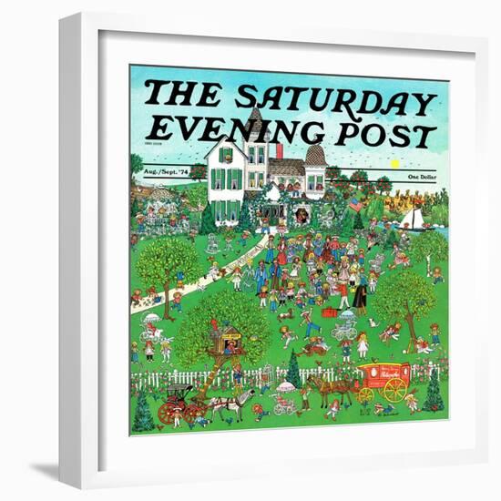 "Lawn Party," Saturday Evening Post Cover, August 1, 1974-J. Sickbert-Framed Giclee Print