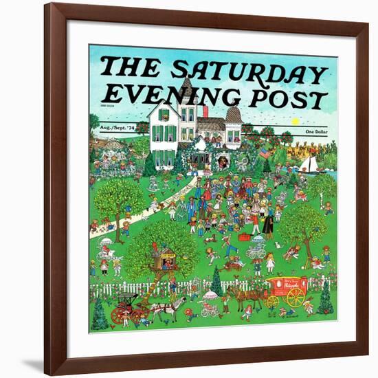 "Lawn Party," Saturday Evening Post Cover, August 1, 1974-J. Sickbert-Framed Giclee Print