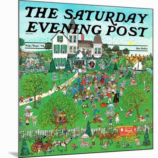 "Lawn Party," Saturday Evening Post Cover, August 1, 1974-J. Sickbert-Mounted Giclee Print