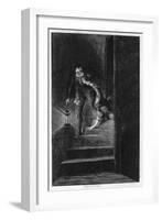 Lawrence Nightgall Dragging Cicely Down the Secret Stairs in the Salt Tower, 1840-George Cruikshank-Framed Giclee Print