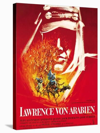 Lawrence of Arabia, (aka Lawrence Von Arabien), German Poster Art, 1962-null-Stretched Canvas