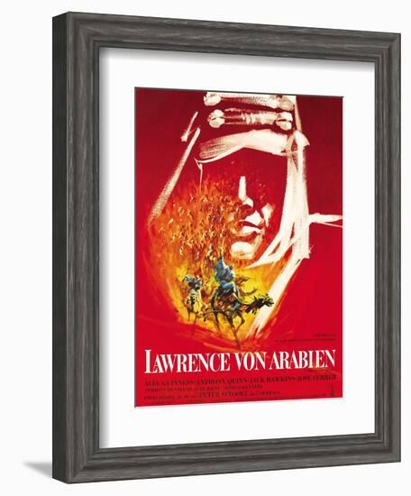 Lawrence of Arabia, (aka Lawrence Von Arabien), German Poster Art, 1962-null-Framed Art Print