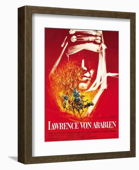 Lawrence of Arabia, (aka Lawrence Von Arabien), German Poster Art, 1962-null-Framed Art Print