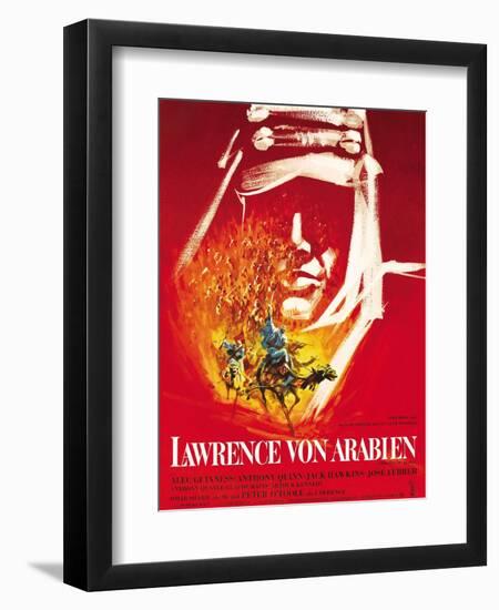 Lawrence of Arabia, (aka Lawrence Von Arabien), German Poster Art, 1962-null-Framed Art Print