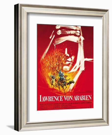 Lawrence of Arabia, (aka Lawrence Von Arabien), German Poster Art, 1962-null-Framed Art Print