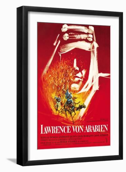 Lawrence of Arabia, German Movie Poster, 1963-null-Framed Art Print