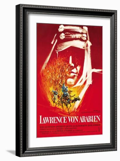 Lawrence of Arabia, German Movie Poster, 1963-null-Framed Art Print