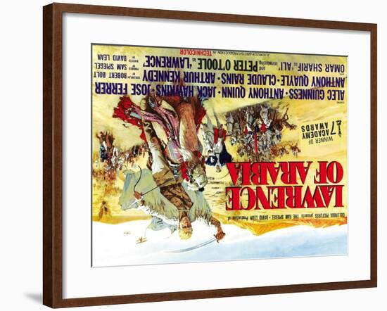 Lawrence of Arabia, UK Movie Poster, 1963-null-Framed Art Print