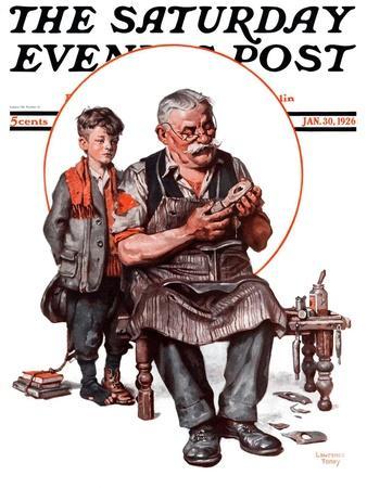 "Cobbler and Holey Shoe," Saturday Evening Post Cover, January 30, 1926