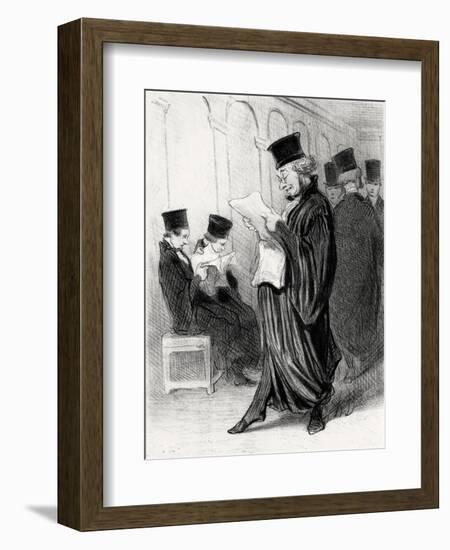 Lawyer Chabotard While Reading in a Legal Journal a Eulogy on Himself, 1846-Honor? Daumier-Framed Giclee Print
