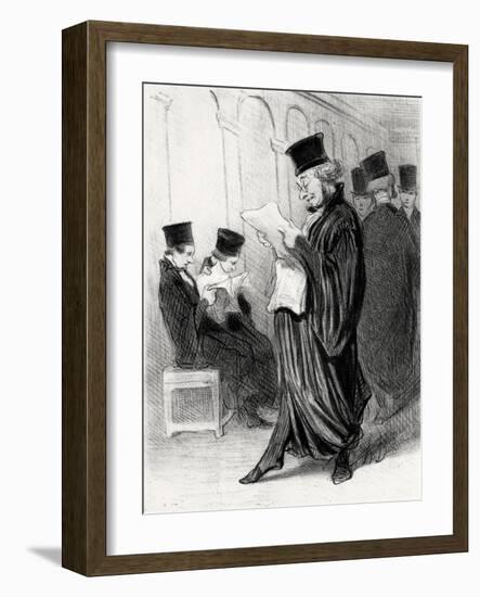 Lawyer Chabotard While Reading in a Legal Journal a Eulogy on Himself, 1846-Honor? Daumier-Framed Giclee Print