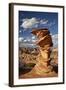 Layered Sandstone Column under Clouds-James Hager-Framed Photographic Print