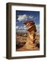 Layered Sandstone Column under Clouds-James Hager-Framed Photographic Print