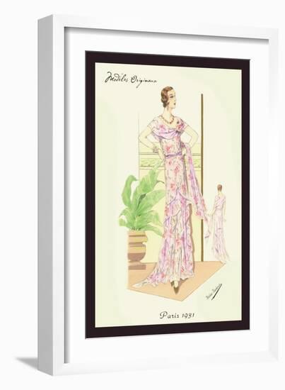 Layered Summer Dress in Flower Print-null-Framed Art Print