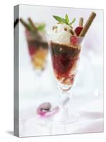 Layered Sundae: Raspberry Sauce, Sponge & Vanilla Nut Ice Cream-Ian Garlick-Stretched Canvas