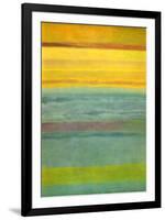 Layered Yellow and Green Abstract-Marie C^ Wattin-Framed Art Print