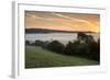 Layers of Fog over Autumn Agricultural Landscape-Veneratio-Framed Photographic Print