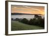 Layers of Fog over Autumn Agricultural Landscape-Veneratio-Framed Photographic Print