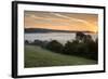 Layers of Fog over Autumn Agricultural Landscape-Veneratio-Framed Photographic Print