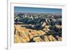 Layers of hoodoo peaks stretching into a flat landscape at the horizon.-Sheila Haddad-Framed Photographic Print