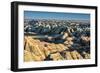 Layers of hoodoo peaks stretching into a flat landscape at the horizon.-Sheila Haddad-Framed Photographic Print