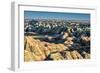 Layers of hoodoo peaks stretching into a flat landscape at the horizon.-Sheila Haddad-Framed Photographic Print