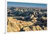 Layers of hoodoo peaks stretching into a flat landscape at the horizon.-Sheila Haddad-Framed Photographic Print