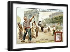 Laying a Macadam Road Surface and Compacting it with a Steam Road Roller, Paris, C1900-null-Framed Premium Giclee Print