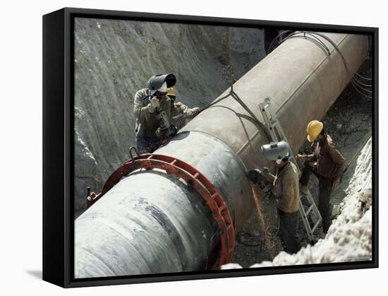 Laying Gas Pipes, Saudi Arabia, Middle East-Richard Ashworth-Framed Stretched Canvas