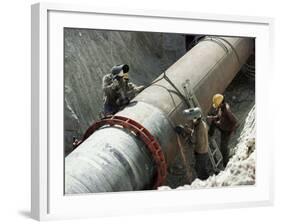 Laying Gas Pipes, Saudi Arabia, Middle East-Richard Ashworth-Framed Photographic Print