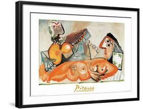 Laying Nude and Musician-Pablo Picasso-Framed Art Print
