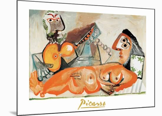 Laying Nude and Musician-Pablo Picasso-Mounted Art Print