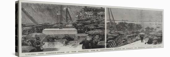 Laying the Corner-Stone of the Pedestal for M Bartholdi's Statue of Liberty on Bedloe's Island-null-Stretched Canvas