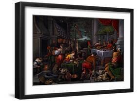 Lazarus and Dives, C.1570 (Oil on Canvas)-Leandro Bassano-Framed Giclee Print