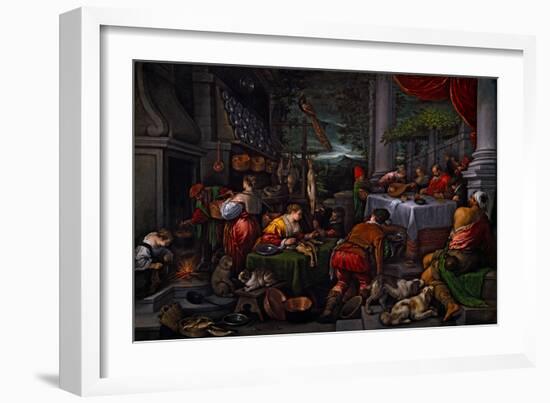 Lazarus and Dives, C.1570 (Oil on Canvas)-Leandro Bassano-Framed Giclee Print