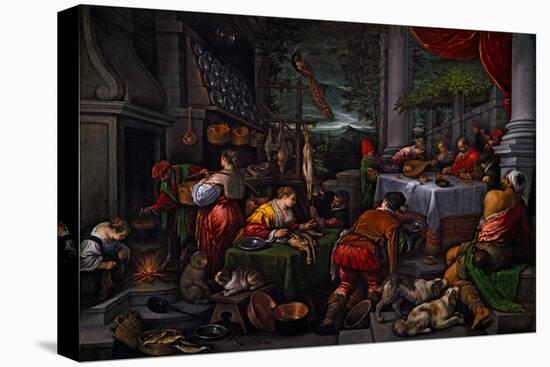 Lazarus and Dives, C.1570 (Oil on Canvas)-Leandro Bassano-Stretched Canvas