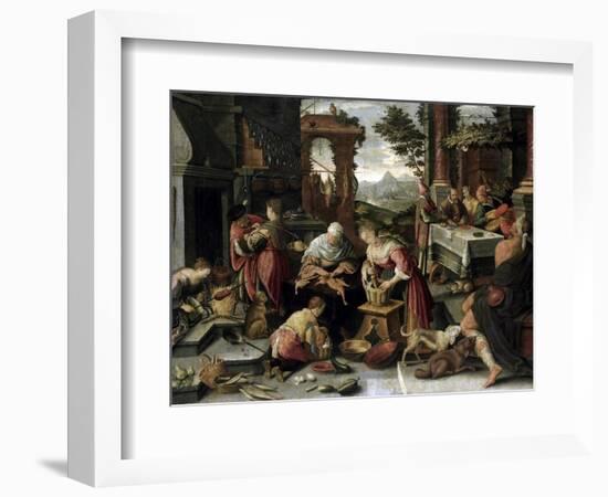 Lazarus and the Rich Man-Jacopo Bassano-Framed Art Print