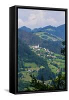 Lazec, near Cerkno, Littoral Region, Slovenia. Typical mountain town.-null-Framed Stretched Canvas