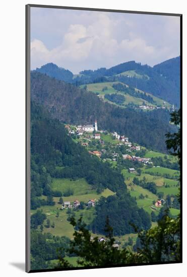 Lazec, near Cerkno, Littoral Region, Slovenia. Typical mountain town.-null-Mounted Photographic Print
