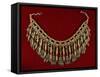 Lazem Necklace Composed of Two Strands of Coral Beads and Silver Filigreed Pendants with Coral-null-Framed Stretched Canvas