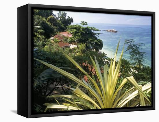 Lazio Beach, Chevalier Bay, Northwest Coast, Island of Praslin, Seychelles, Indian Ocean, Africa-Bruno Barbier-Framed Stretched Canvas