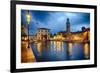 Lazise Harbor Night Scenic-George Oze-Framed Photographic Print