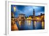 Lazise Harbor Night Scenic-George Oze-Framed Premium Photographic Print